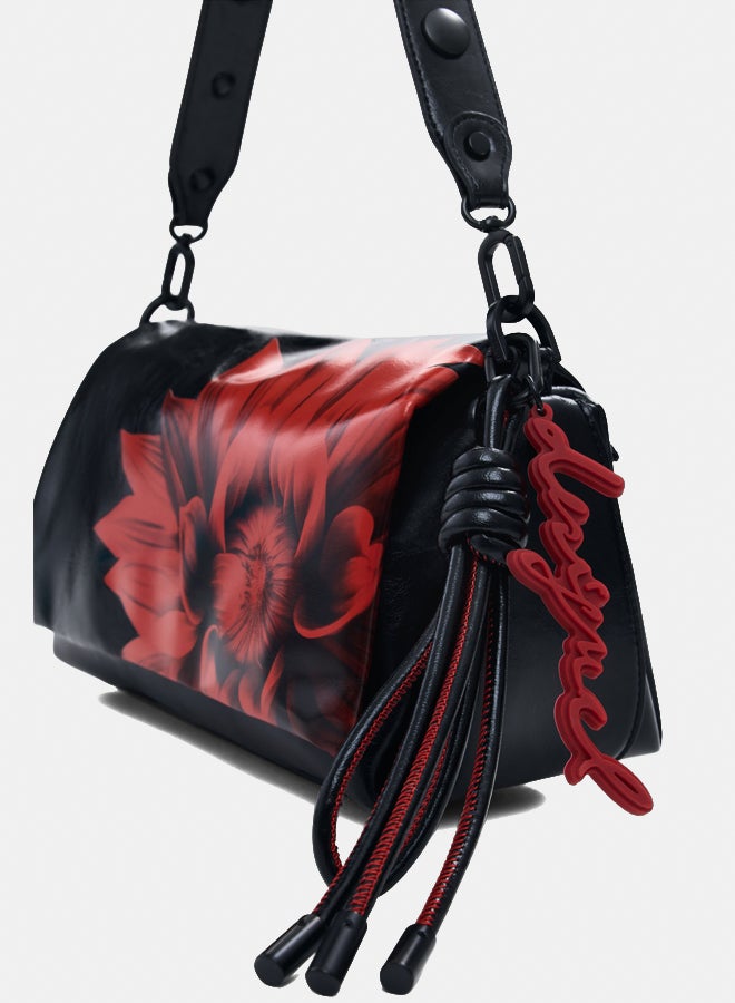 DESIGUAL Medium shiny flower flap bag - Image 3