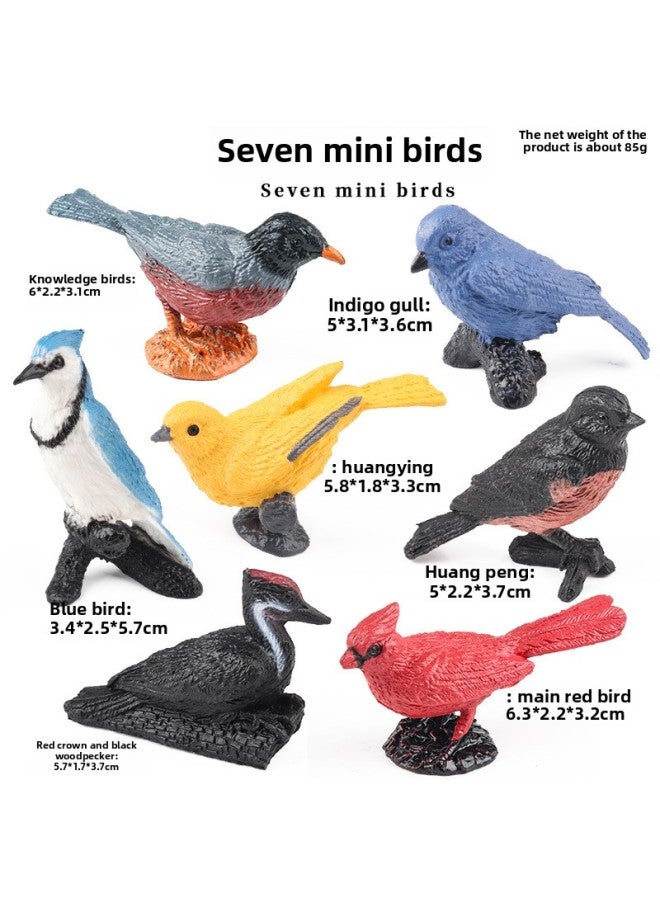 Children's Cognitive Simulation Marine Wildlife Model Dinosaur Toy Birds Insect Sand-table Scene Decoration Ornaments-Color:M4134 Mini Bird (7 Sets) - Image 1