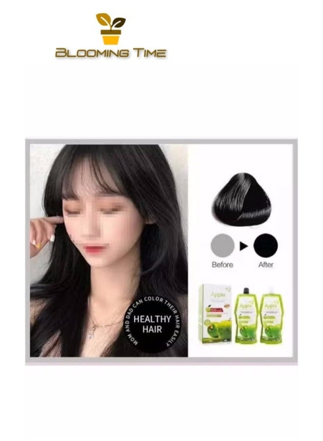BLOOMING TIME Apple Ammonia Free Black DYE Hair Cream - Image 5