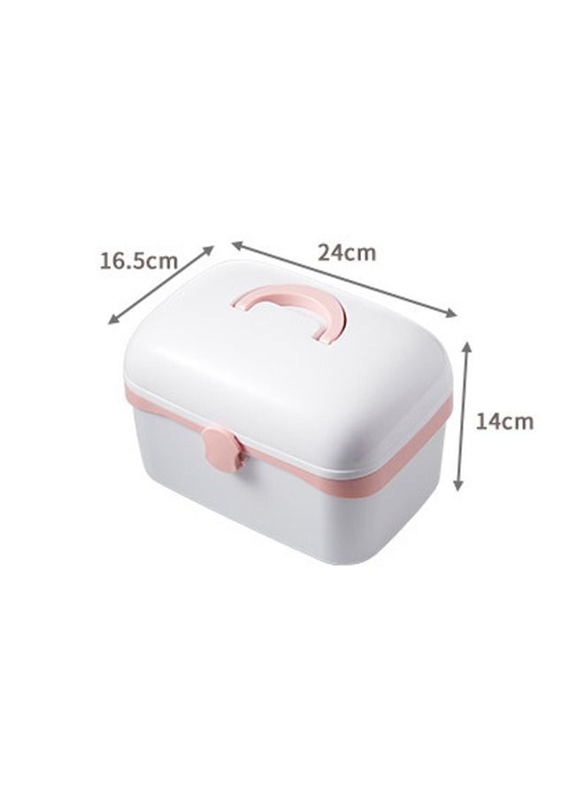 DUNISO Medicine Box Plastic Medicine Storage Box Family Emergency Kit Medical Kit 2 Layers Home First Aid Box  Child Proof Medicine Box Organizer Pill Case with Compartments and Handle - Image 2