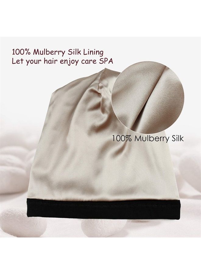 Silk Satin Lined Sleep Cap for Curly Hair DreadlocksAdjustable 100% Mulberry Large