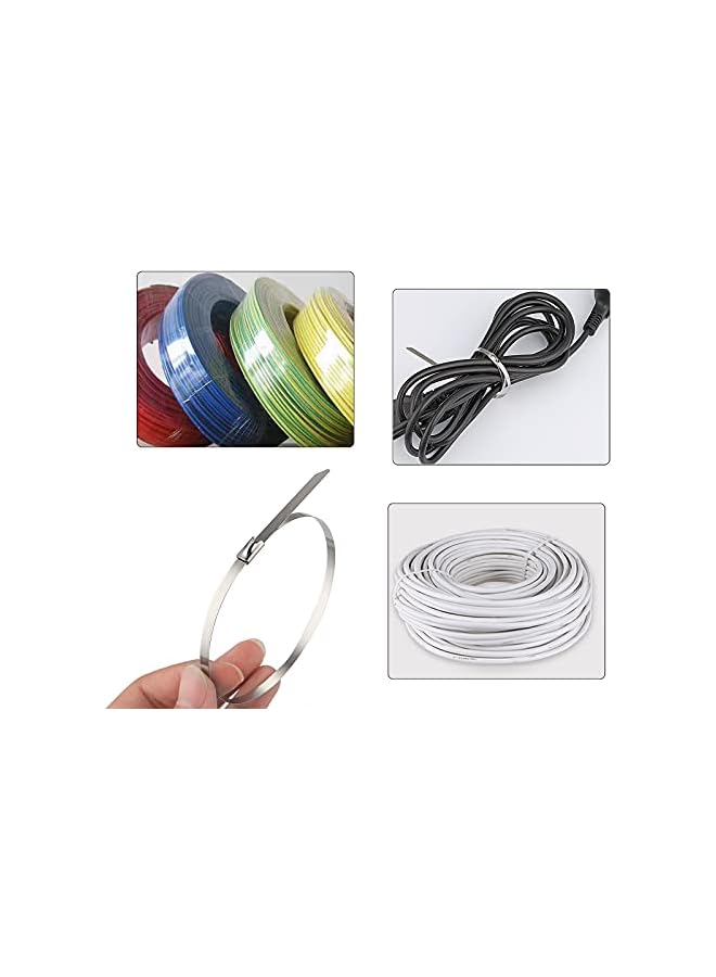 PROMASS promass Stainless Steel Cable Ties Metal Self-Locking Cable Zip Ties 100PCS 4.6 * 200mm Heavy Duty Exhaust Wrap Locking Ties Ball Lock Band Zip Ties for Home Office Garage Workshop Electrical  - Image 3