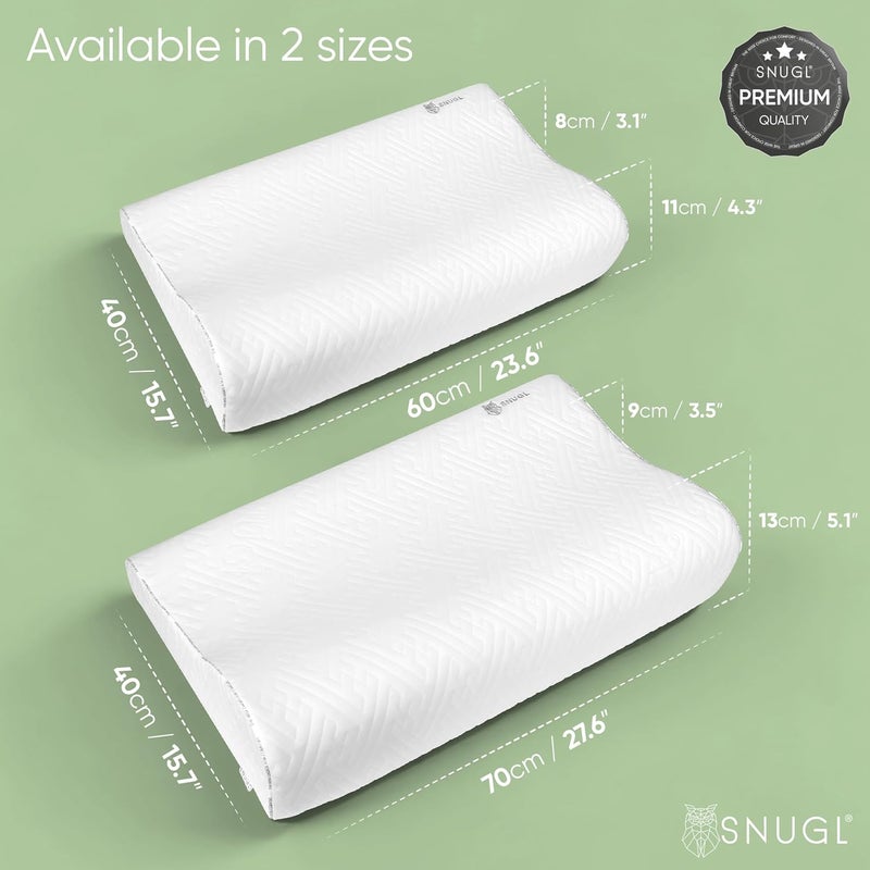 SNUGL Cervical Plus Memory Foam Pillow for Neck and Shoulder Pain | Orthopedic Pillow | Side Sleeper Pillows Neck Support | Hypoallergenic Bed Pillows | Cervical Contour Ergonomic Cushion - Image 2