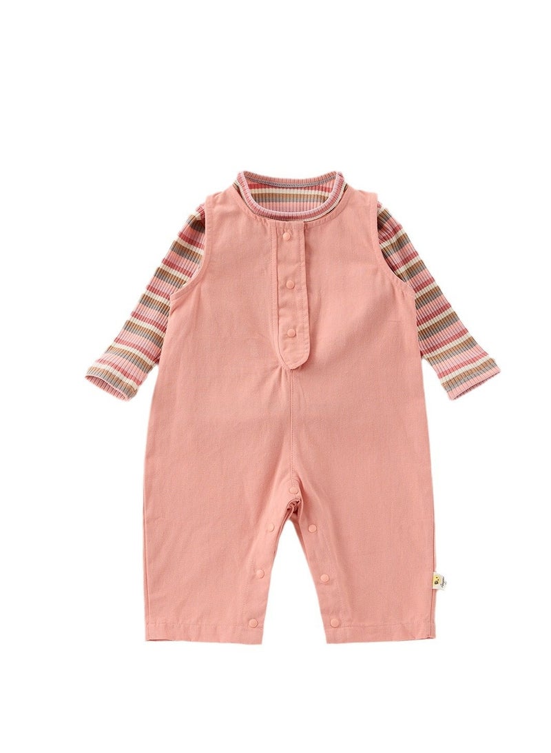 Children's Casual Candy Colored Top+Wide Shoulder Overalls - Image 1
