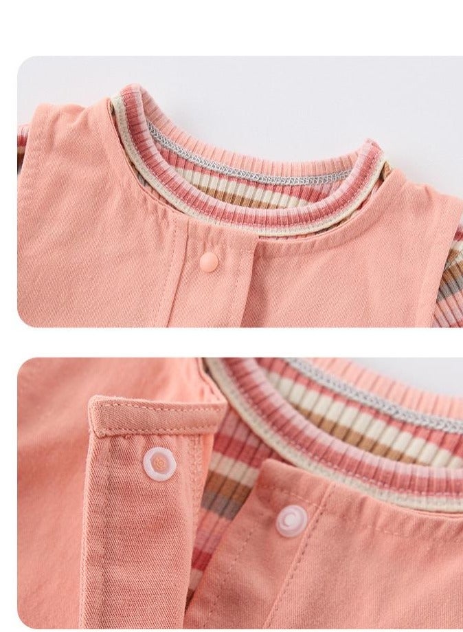Children's Casual Candy Colored Top+Wide Shoulder Overalls - Image 4