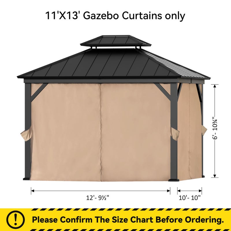 Covered Outdoor ستارة استبدال مظلة خارجية مغطاة للجناح الشامل بأربعة ألواح جانبية 11' x 13'، ستائر خصوصية للمظلة الخارجية بسحاب، استبدال للمظلة الخارجية، مظلة الشرفة، الحديقة والفناء (الستارة فقط) - Image 2