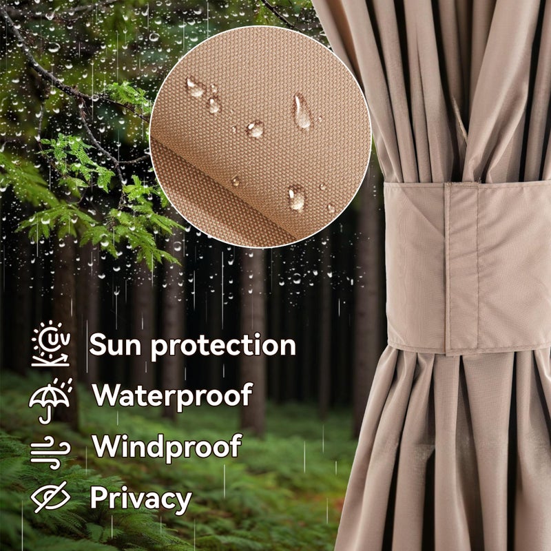 Covered Outdoor ستارة استبدال مظلة خارجية مغطاة للجناح الشامل بأربعة ألواح جانبية 11' x 13'، ستائر خصوصية للمظلة الخارجية بسحاب، استبدال للمظلة الخارجية، مظلة الشرفة، الحديقة والفناء (الستارة فقط) - Image 4