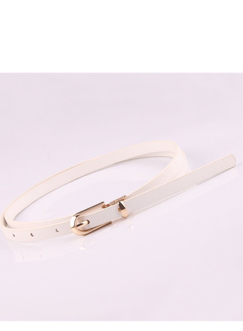 Loquat Dress With Sweater Thin Belt Women's Versatile Needle Button PU Small Belt 105cm Beige