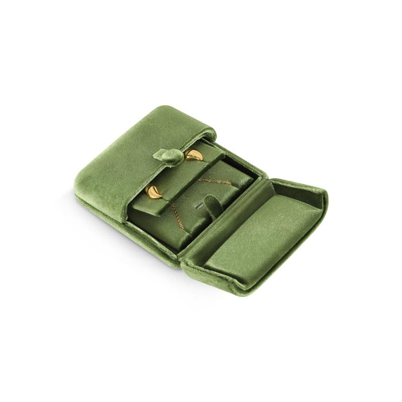 Dansmiy Resilient Velvet Earrings Necklace Dual-Purpose Storage Box, Stud Earring Display Box For Girlfriend Wife, Premium Jewelry Organizer Small Case (Green, Pendant/Earrings Box) - Image 5
