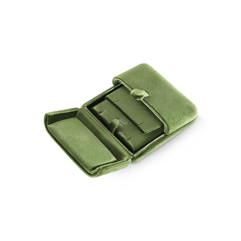 Dansmiy Resilient Velvet Earrings Necklace Dual-Purpose Storage Box, Stud Earring Display Box For Girlfriend Wife, Premium Jewelry Organizer Small Case (Green, Pendant/Earrings Box) - Image 3