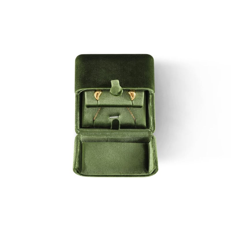 Dansmiy Resilient Velvet Earrings Necklace Dual-Purpose Storage Box, Stud Earring Display Box For Girlfriend Wife, Premium Jewelry Organizer Small Case (Green, Pendant/Earrings Box) - Image 4