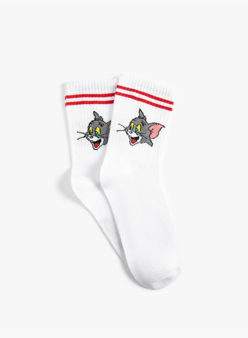 KOTON Tom and Jerry Licensed Embroidered Socket Socks
