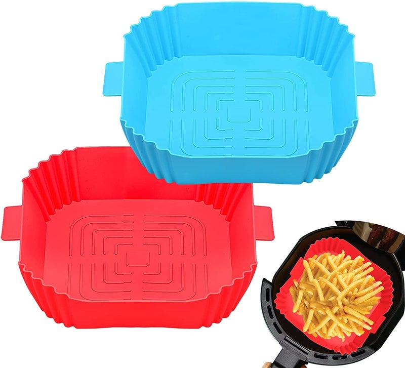 ARLICORPING Silicone Air Fryer Liner, Square Basket, Heat Resistant Easy Cleaning Oven Accessory, Reusable Bowl (1-Piece), Medium - Image 1