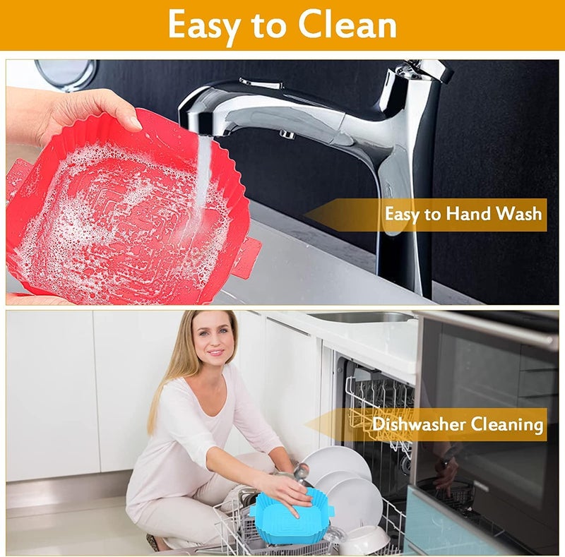 ARLICORPING Silicone Air Fryer Liner, Square Basket, Heat Resistant Easy Cleaning Oven Accessory, Reusable Bowl (1-Piece), Medium - Image 2