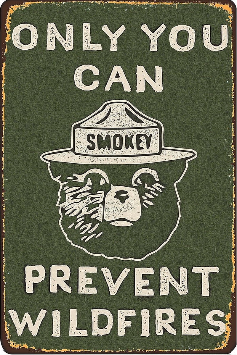 CCPARTON Vintage Metal Sign Smokey Bear Retro Metal Tin Sign Aluminum Sign for Home Coffee Wall Decor 8x12 Inch - Image 1