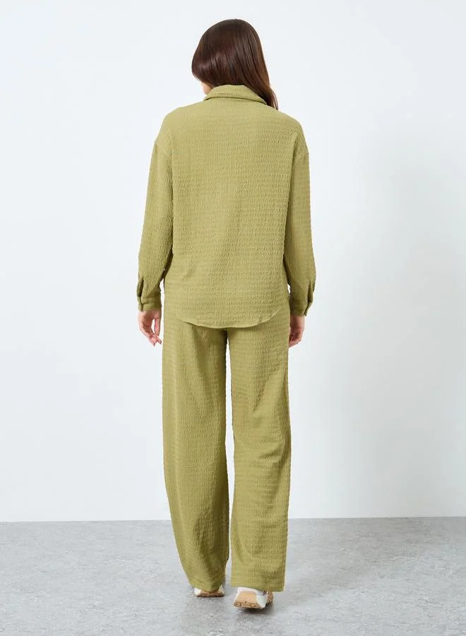 Styli Styli Women Textured Longline Shirt and Pants Co-Ords