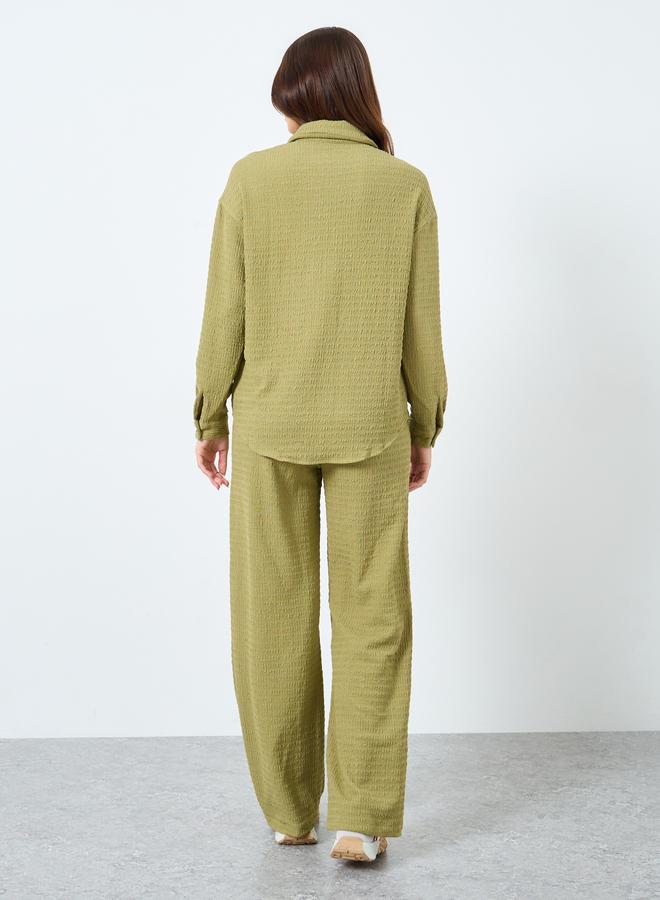 ستايلي طقم نسائي من ستايلي قميص طويل مخطط وبنطلون - Image 5