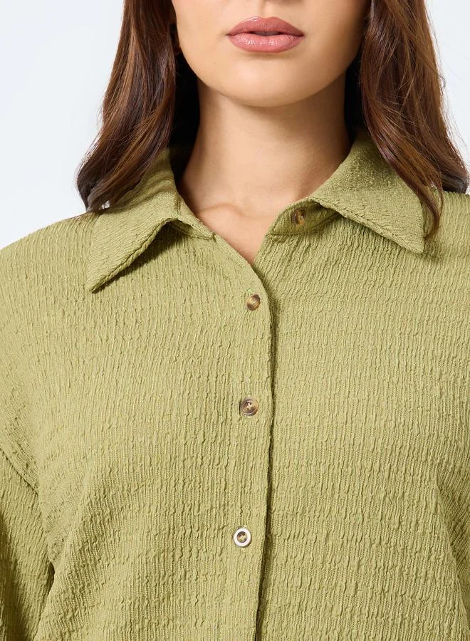 Styli Styli Women Textured Longline Shirt and Pants Co-Ords