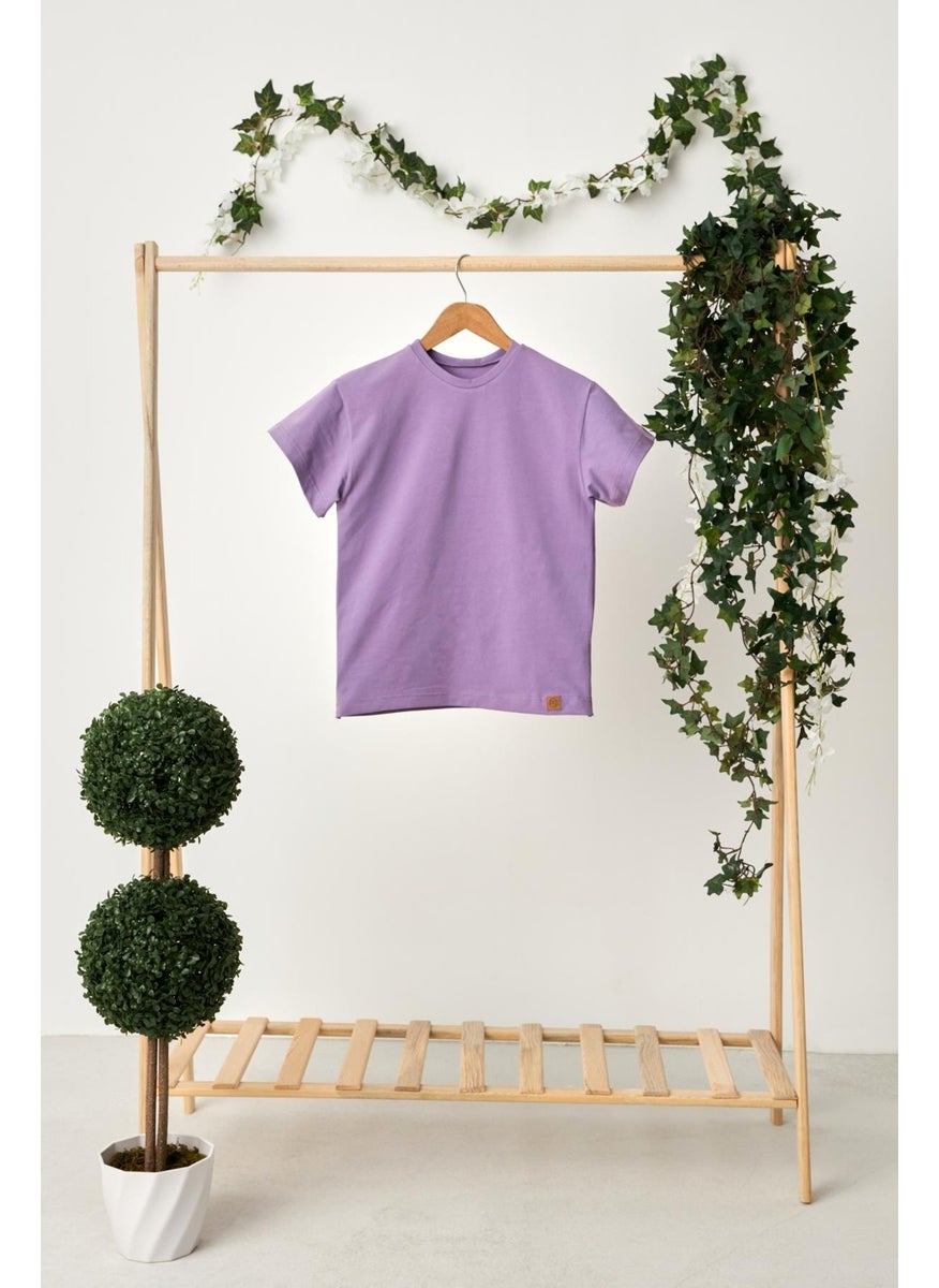 Babygiz Lilac Girl's Short Sleeve Crew Neck Anti-Sweat, Comfortable Cotton Combed T-Shirt  - Image 4