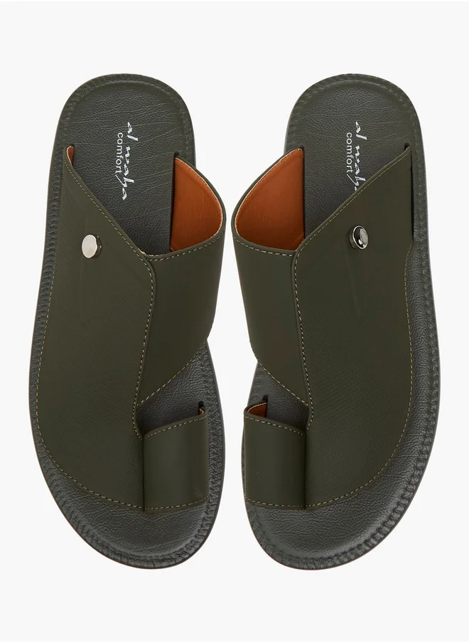 Al Waha Textured Slip-On Arabic Sandals with Toe Loop Detail