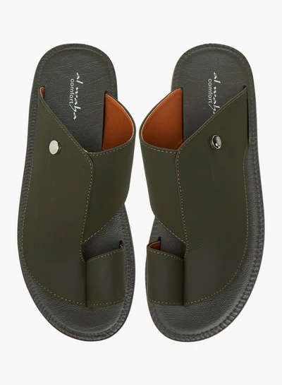 Al Waha Men's Textured Slip-On Arabic Sandals with Toe Loop Detail