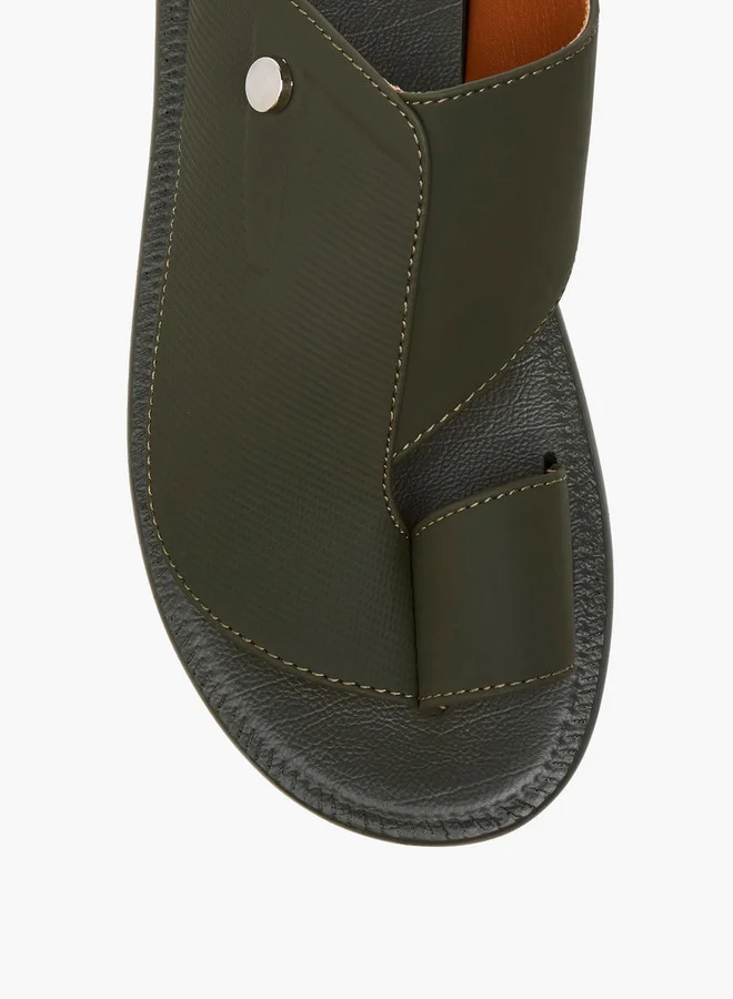Al Waha Men's Textured Slip-On Arabic Sandals with Toe Loop Detail