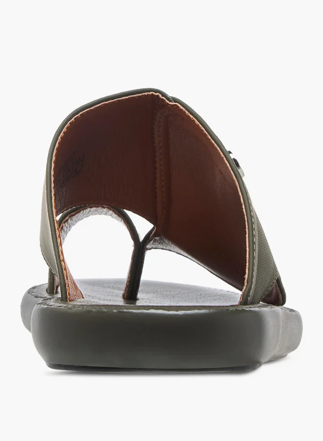 Al Waha Men's Textured Slip-On Arabic Sandals with Toe Loop Detail