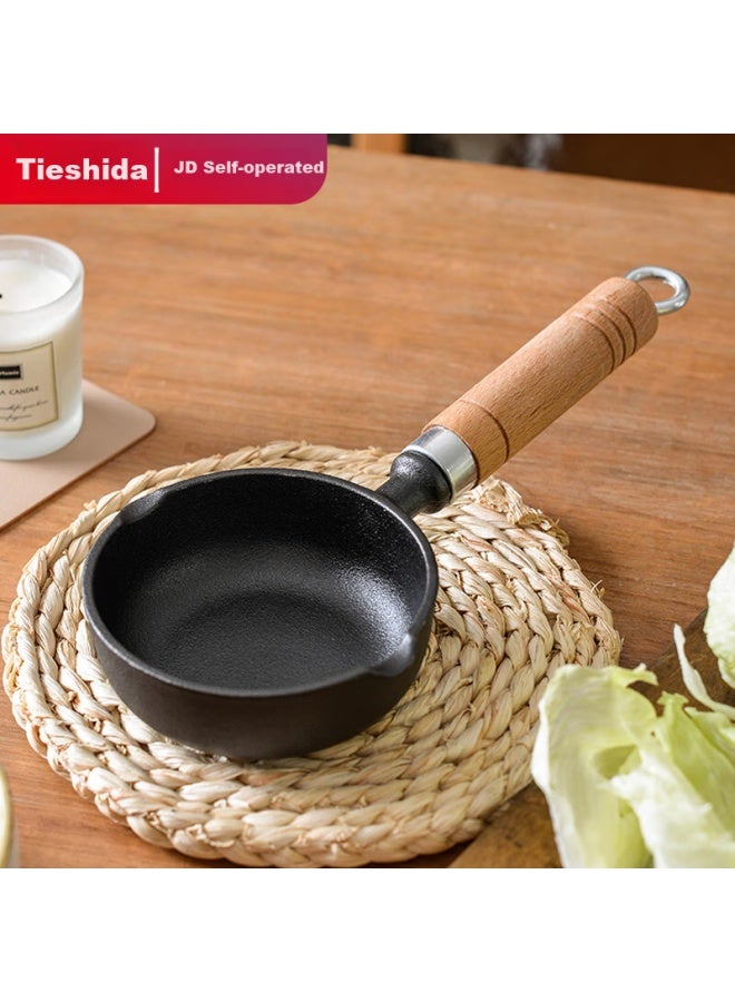 Telssida Cast Iron Mini Frying Pan, Egg Pan, Hot Oil Pan, Oil-splashing Pan, Small Iron Pan, Dumpling Pan, Sautéing Pan, Flat-bottom Pan - Image 1