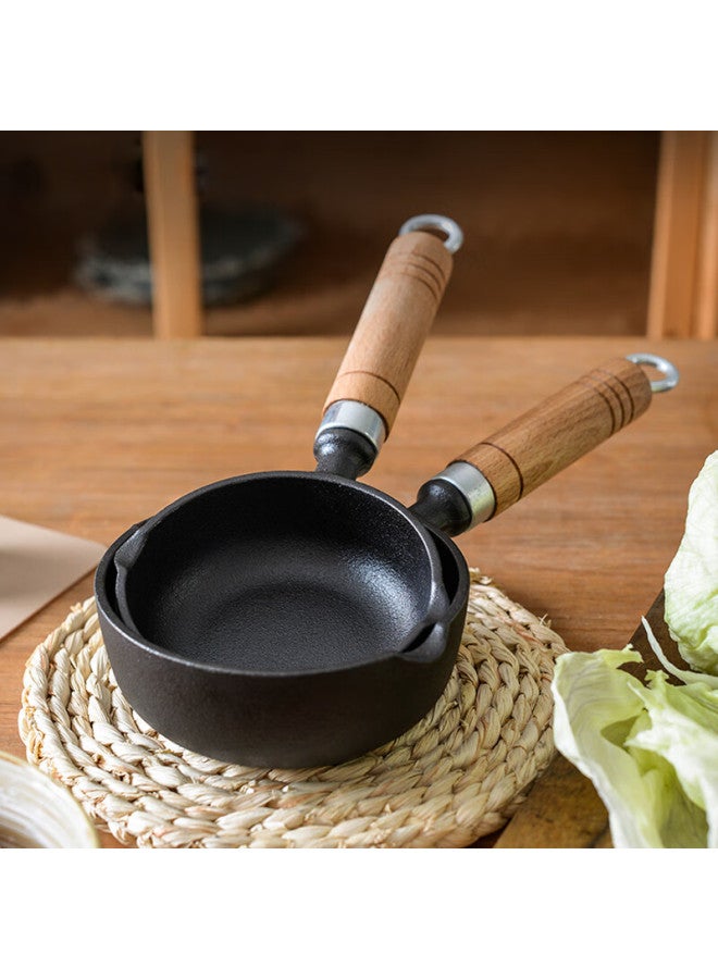 Telssida Cast Iron Mini Frying Pan, Egg Pan, Hot Oil Pan, Oil-splashing Pan, Small Iron Pan, Dumpling Pan, Sautéing Pan, Flat-bottom Pan - Image 3
