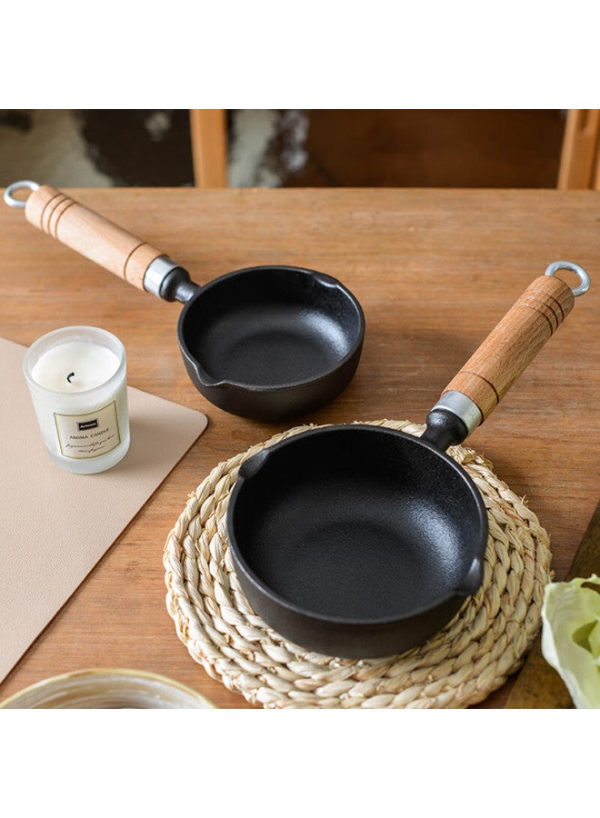 Telssida Cast Iron Mini Frying Pan, Egg Pan, Hot Oil Pan, Oil-splashing Pan, Small Iron Pan, Dumpling Pan, Sautéing Pan, Flat-bottom Pan - Image 2