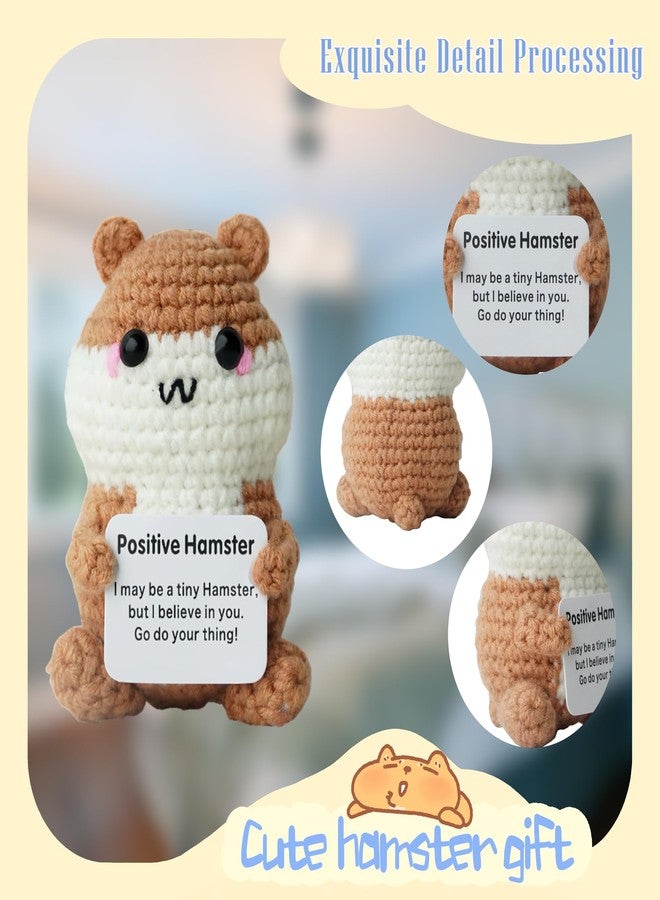 Posshe Hamster Gifts, Crochet Positive Support Hamster - Handmade Emotional Cheer Support Funny Gifts for Friend Coworker Birthday Christmas Stocking Stuffer White Elephant Under 10 Dollars - Image 3