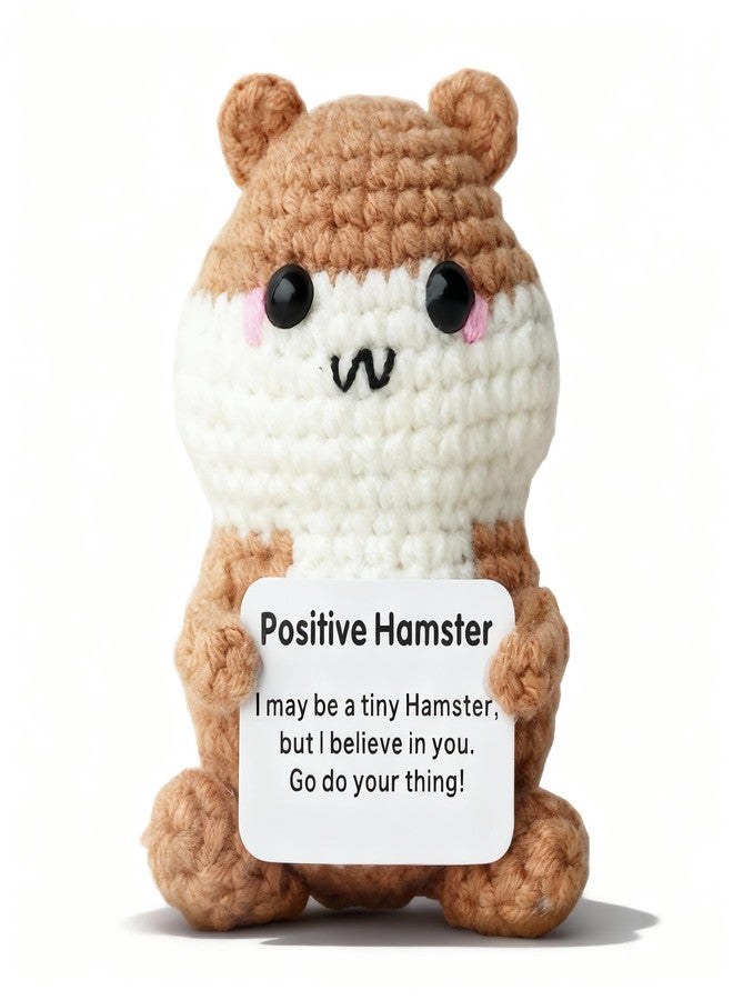 Posshe Hamster Gifts, Crochet Positive Support Hamster - Handmade Emotional Cheer Support Funny Gifts for Friend Coworker Birthday Christmas Stocking Stuffer White Elephant Under 10 Dollars - Image 1
