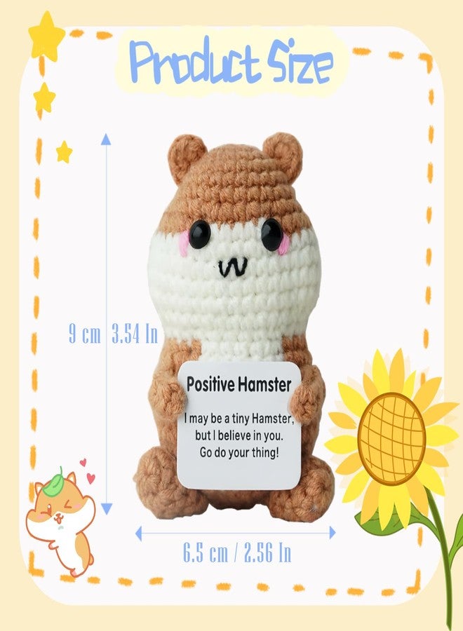 Posshe Hamster Gifts, Crochet Positive Support Hamster - Handmade Emotional Cheer Support Funny Gifts for Friend Coworker Birthday Christmas Stocking Stuffer White Elephant Under 10 Dollars - Image 2