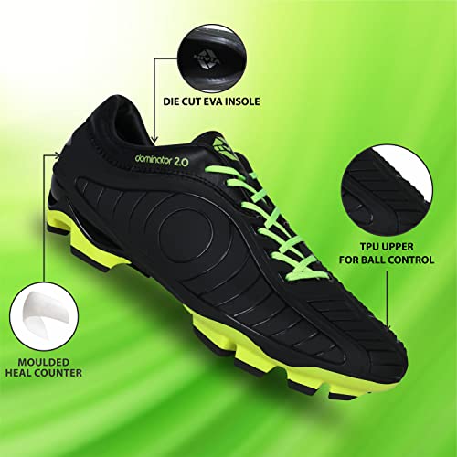 Nivia Dominator 2.0 Football Shoes for Men/Sports and Athletic Footwear with Upper Synthetic (Black) UK- 2 - Image 2