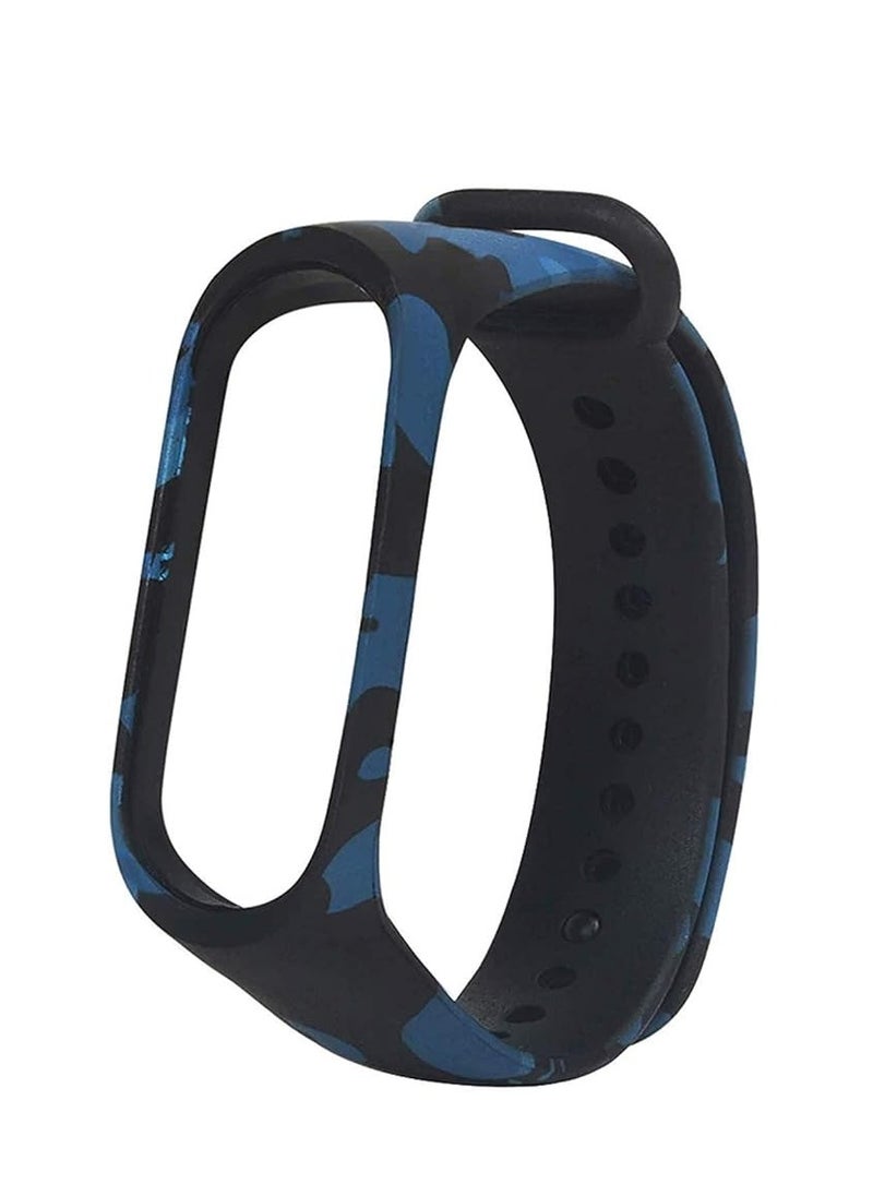 Generic - Strap Band For Xiaomi Mi Band 4/3 Breathable Printed Silicone Strap Replacement For Xiaomi Mi Band 4 / M3 Smart Watch Camouflage Blue - Image 1