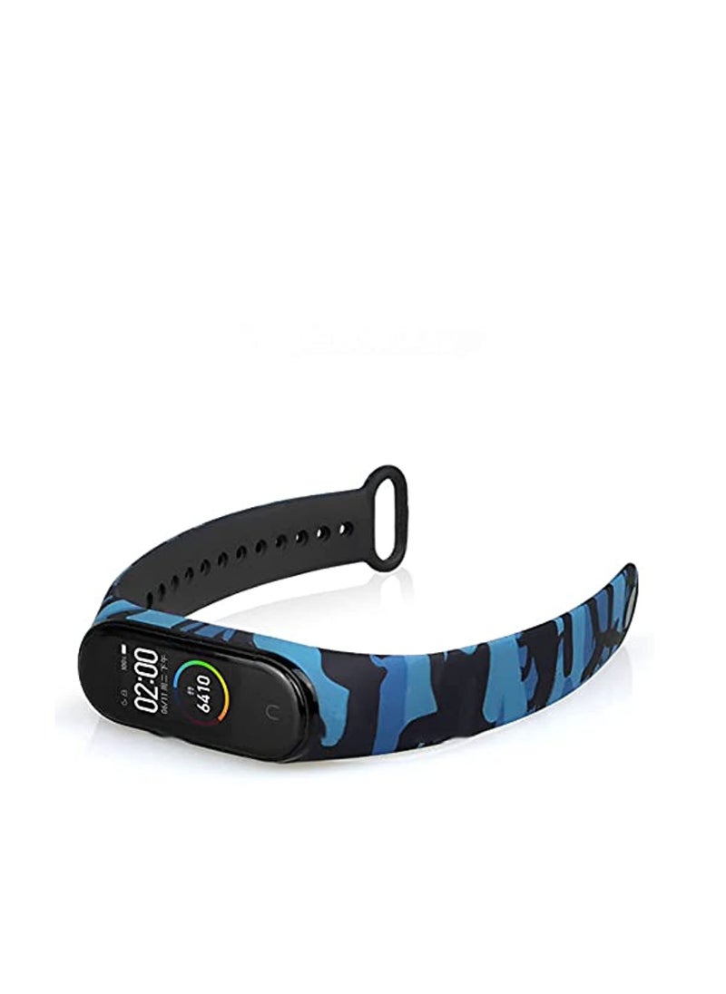 Generic - Strap Band For Xiaomi Mi Band 4/3 Breathable Printed Silicone Strap Replacement For Xiaomi Mi Band 4 / M3 Smart Watch Camouflage Blue - Image 1