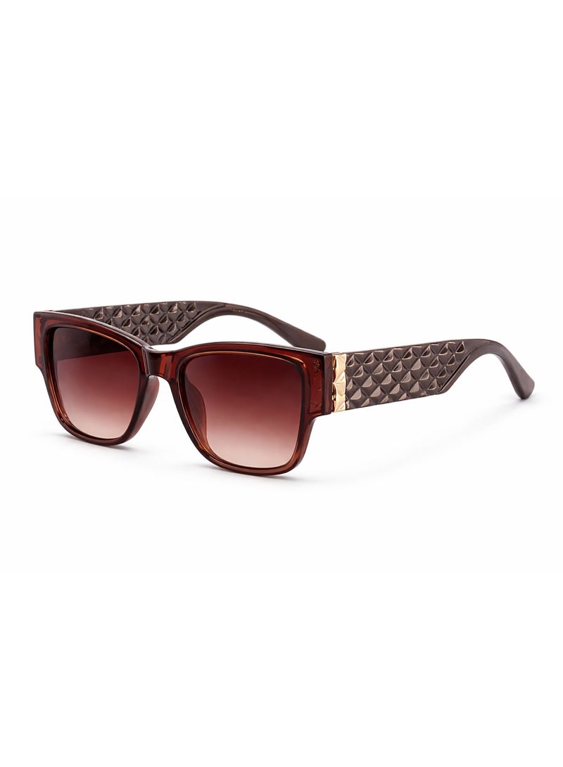 LUMIERE Men’s Luxury Square Sunglasses – UV400 Gradient Lens | Designer Textured Temple Frame – Brown & Gold Premium Eyewear - Image 1