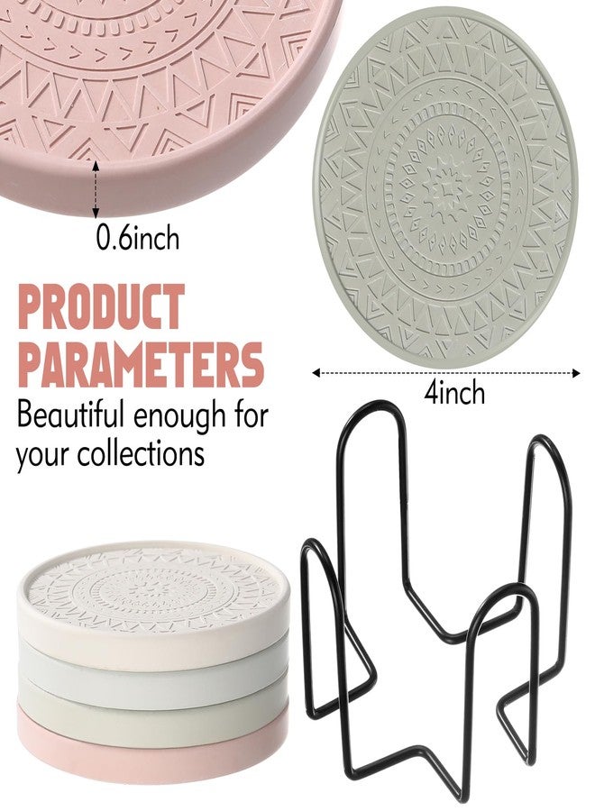 Photect Diatomaceous Earth Coasters Set with Holder Absorbent Stone Drink Coasters Instant Drying Tray for Tabletop Protection Home Decoration Housewarming Gift(Mint,8 Pcs) - Image 2