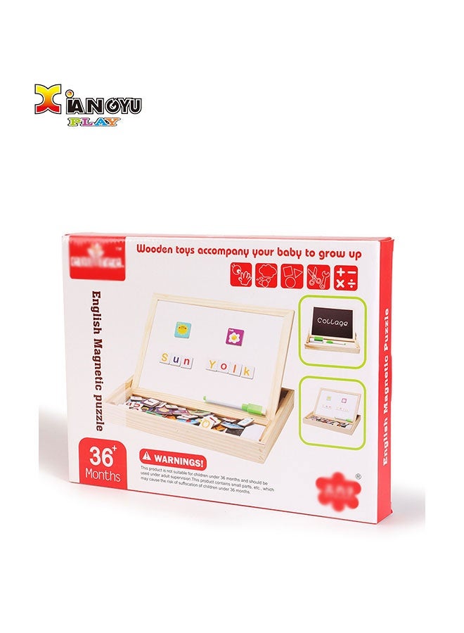 جساي تويز للوحة الرسم المغناطيسية المزدوجة | سبورة بيضاء/سبورة سوداء ثنائية الاستخدام مع بازل الحروف، لعبة تعليمية - Image 3