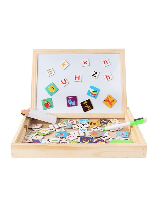 جساي تويز للوحة الرسم المغناطيسية المزدوجة | سبورة بيضاء/سبورة سوداء ثنائية الاستخدام مع بازل الحروف، لعبة تعليمية - Image 1