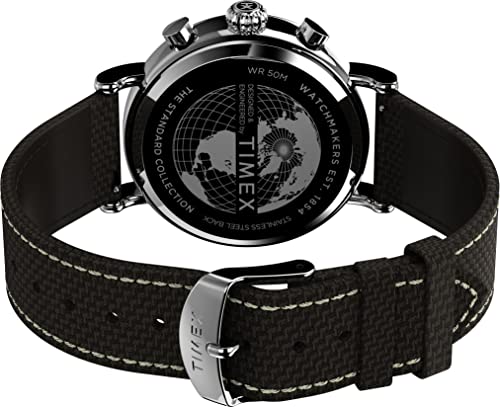 TIMEX ساعة تيمكس كرونوغراف للرجال 41 مم - حزام بني قرص كريمي علبة فضية - Image 2