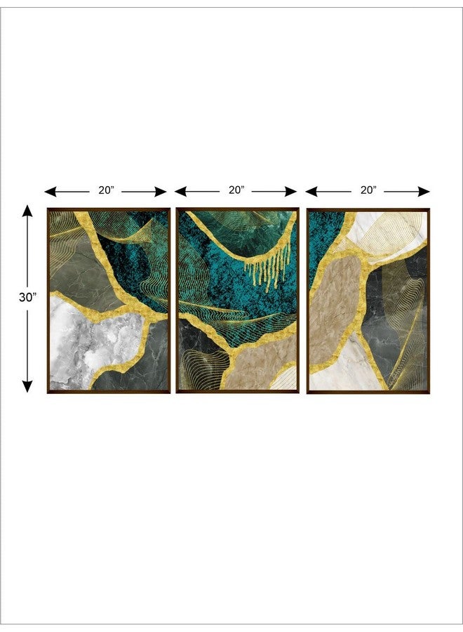 Artsense مجموعة آرتسينس من 3 لوحات للتزيين الجدارية - لوحة جدارية تجريدية لغرفة المعيشة - لوحة كبيرة لتزيين المنزل بإطار - متعددة الألوان/30x60 بوصة/(76x152 سم) - Image 2