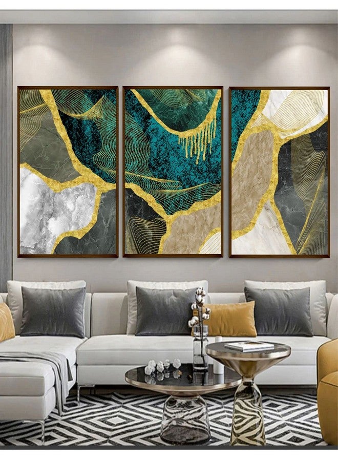 Artsense مجموعة آرتسينس من 3 لوحات للتزيين الجدارية - لوحة جدارية تجريدية لغرفة المعيشة - لوحة كبيرة لتزيين المنزل بإطار - متعددة الألوان/30x60 بوصة/(76x152 سم) - Image 1