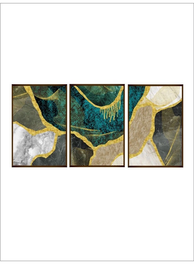 Artsense مجموعة آرتسينس من 3 لوحات للتزيين الجدارية - لوحة جدارية تجريدية لغرفة المعيشة - لوحة كبيرة لتزيين المنزل بإطار - متعددة الألوان/30x60 بوصة/(76x152 سم) - Image 3