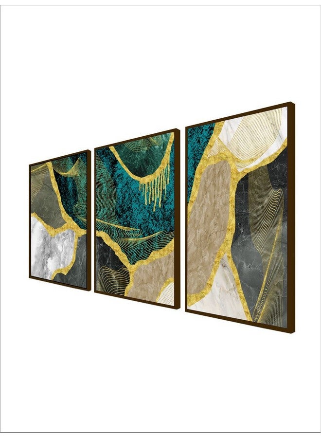 Artsense مجموعة آرتسينس من 3 لوحات للتزيين الجدارية - لوحة جدارية تجريدية لغرفة المعيشة - لوحة كبيرة لتزيين المنزل بإطار - متعددة الألوان/30x60 بوصة/(76x152 سم) - Image 4