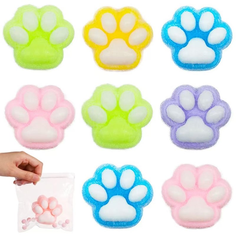 anztqiuu 5 Pack Squishy Cat Paw Squeeze Toys Cute Kawaii Squishies Sensory Mochi Toys Stress Relieving Fur Ball OPP Packaging Gifts Party Favors Soft Squishy Fidget Toys for Kids - Image 2
