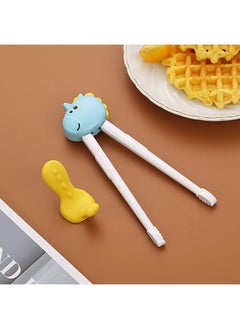 Children's 304 Stainless Steel Portable Tableware Cartoon Spoon Fork Learning And Training Chopsticks Dinosaur Baby Fork Spoon Set-Specifications:Tableware-Color:Learning Chopsticks-blue Unicorn