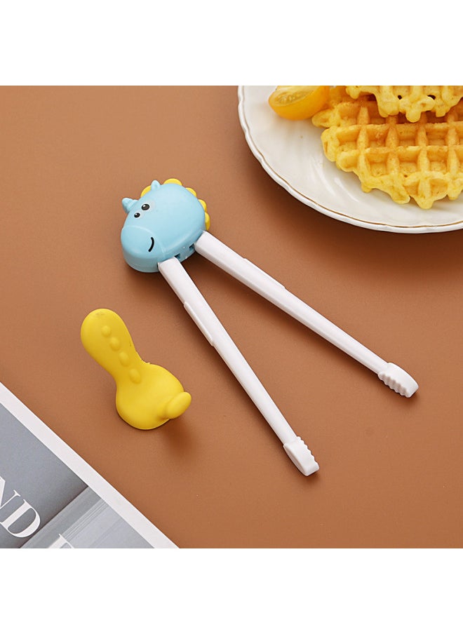 Generic - Children's 304 Stainless Steel Portable Tableware Cartoon Spoon Fork Learning And Training Chopsticks Dinosaur Baby Fork Spoon Set-Specifications:Tableware-Color:Learning Chopsticks-blue Unicorn - Image 1