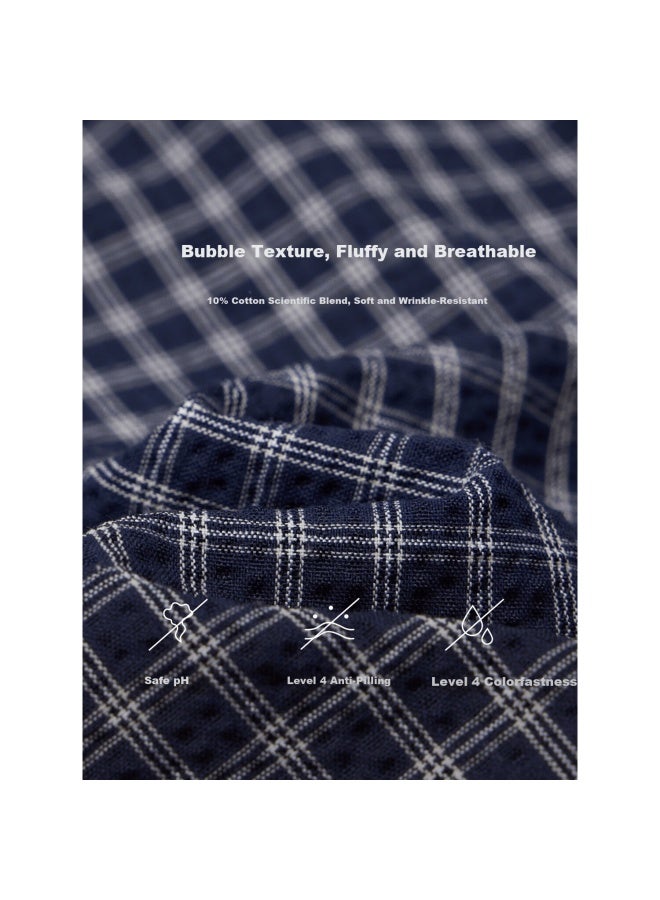 Inman Vintage Casual Embroidered Plaid Shirt Autumn Women's New Versatile Long Sleeve Shirt Royal Blue Plaid XL - Image 4