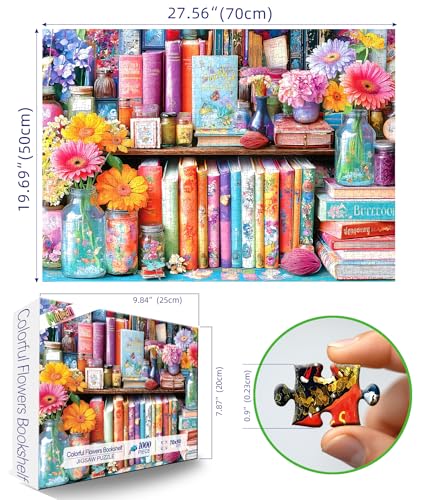 MINIWAN Vibrant Book Nook 1000 Piece Puzzle for Adults Fun Puzzles for Adults 1000 Pieces with HD Print Poster 275 197 in Dust Free for Gifts Halloween Christmas Family Games Lovers - Image 5